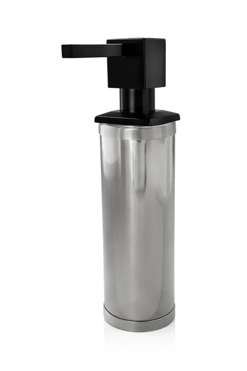 DISPENSER DE DETERGENTE ACERO INOXIDABLE CON CABEZAL CUADRADO NEGRO